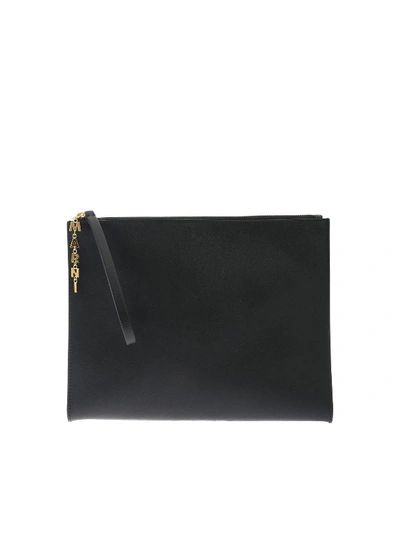 Marni Clutch Bag In Black And Burgundy Leather