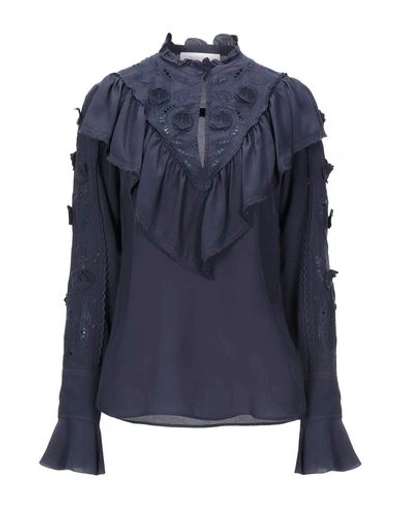 See By Chloé Ink Navy Blouse With Embroidery In Dark Blue