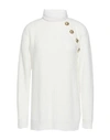 Balmain Cream-colored Turtleneck With Decorative Buttons In White