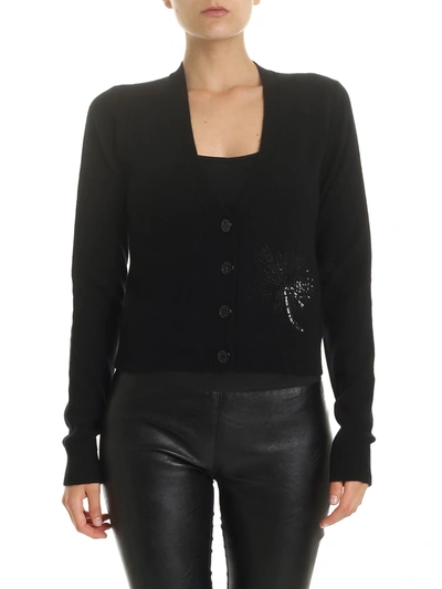 N°21 Black Cardigan With Micro Sequins Embroidery