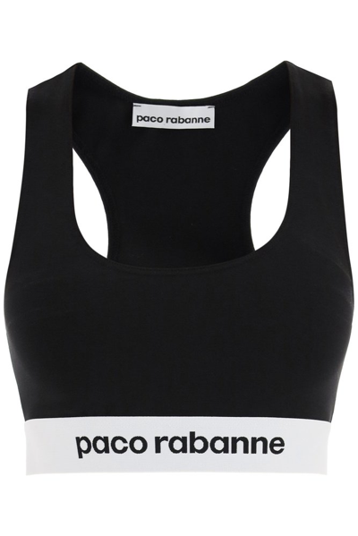 Rabanne Logo Band Sports Bra In Black