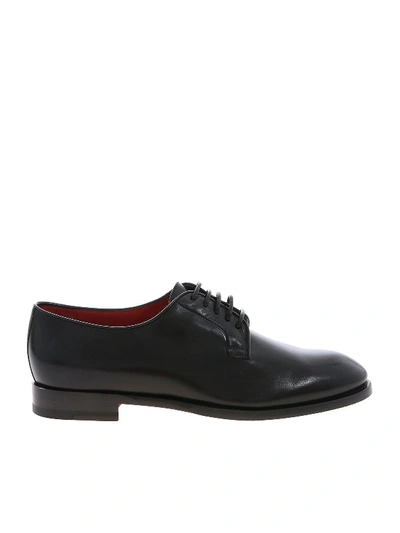 Santoni Black Leather Derby Shoes