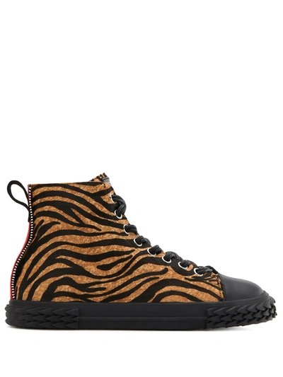 Giuseppe Zanotti Boots Trainers Blabber In Cavallino With Tigrated Print In Animal Print