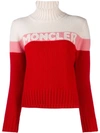 Moncler Logo Intarsia Wool & Cashmere Sweater In Rosso