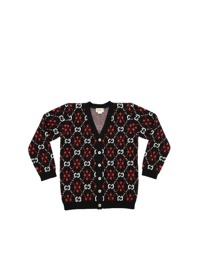 Gucci Kids' Black Cardigan With Gg Motif