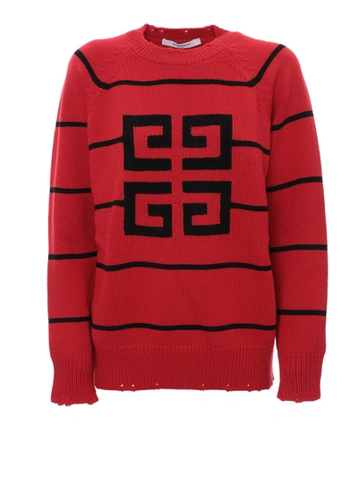 Givenchy Jacquard Logo Sweater In Red