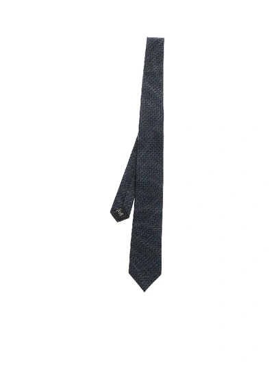 Ermenegildo Zegna Dark Blue Tie With Geometric Pattern