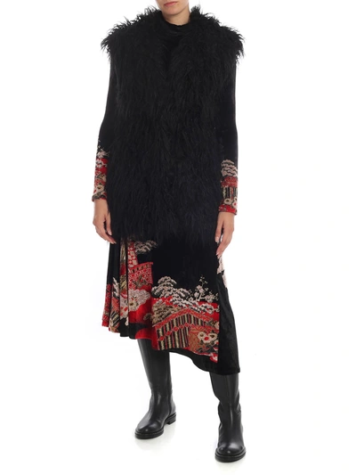 Paco Rabanne Black Waistcoat In Eco-fur