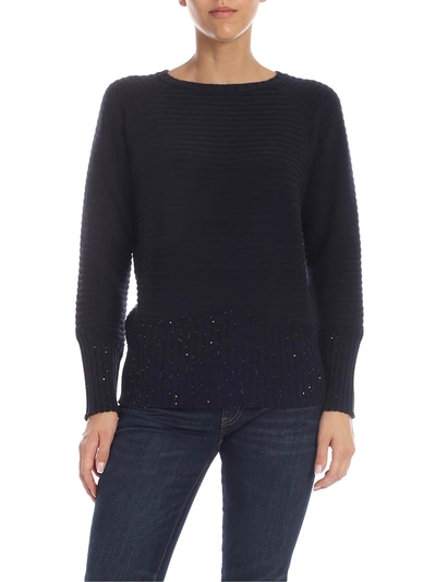 Lorena Antoniazzi Blue Cashmere Pullover With Micro Sequins