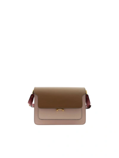 Marni Trunk Shoulder Bag In Burgundy And Pink