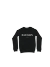 Balmain Kids' Black Sweatshirt With Mirrored Effect Logo