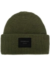 Dondup Green Beanie With Logo Patch