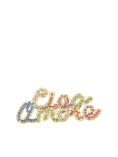 Giada Benincasa Ciao Amore Brooch With Rhinestones In Multi