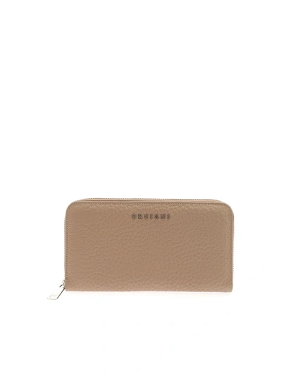 Orciani Nude Color Wallet With Logo In Beige