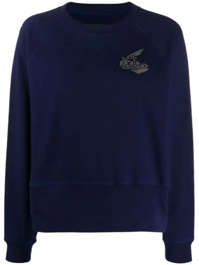 Vivienne Westwood Anglomania Blue Sweatshirt With Orb Logo Patch