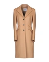Dondup Coat In Camel Color With Jewel Details