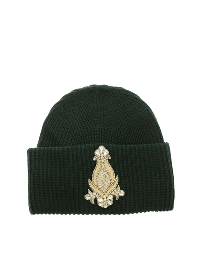 Dondup Green Beanie With Golden Patch