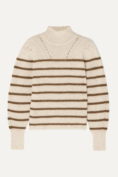 Isabel Marant Étoile Georgia Striped High-neck Alpaca-blend Sweater In White