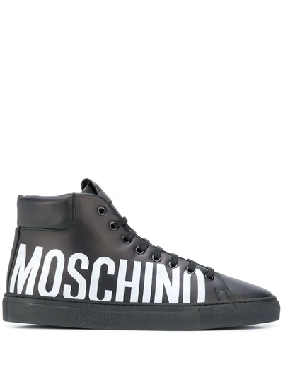 Moschino Sneakers In Black With Logo Print