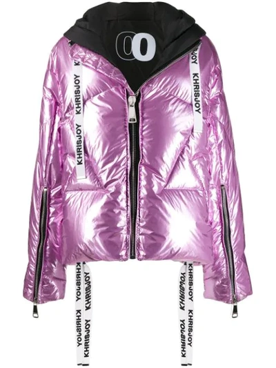 Khrisjoy Quilted Metallic Down Jacket In Pink