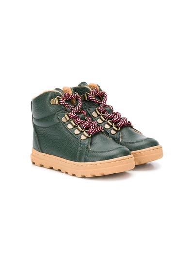 Pèpè Kids' Lace-up Ankle Boots In Green