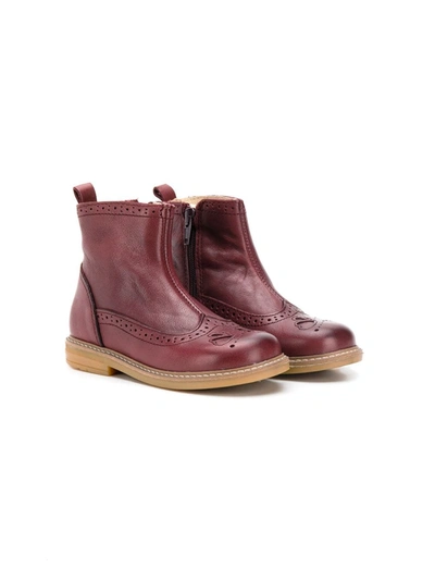 Pèpè Kids' Brogue-style Ankle Boots In Red