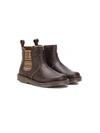 Pèpè Kids' Zip-up Stripe-detail Boots In Brown
