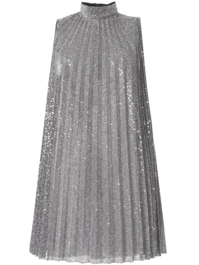 Dondup Silver Pleated Dress With Sequins