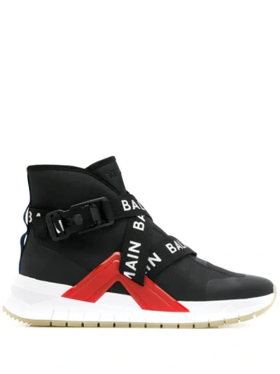 Balmain Men's Troop Strappy High-top Sneakers In Black