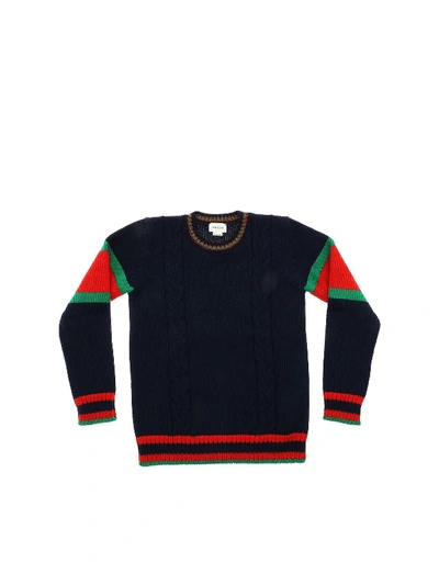 Gucci Kids' Braided Pullover In Blue