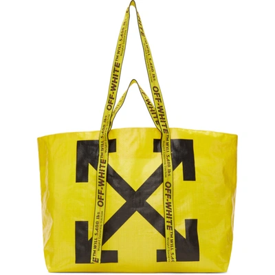 Off-white Diagonal Arrows Logo Print Tote In Yellow