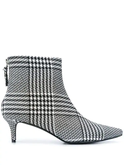 Kendall + Kylie Houndstooth Print Fabric Ankle-boots In Grey