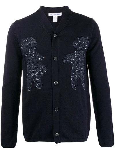 Comme Des Garçons Shirt Cardigan In Blue With Gray Inlays