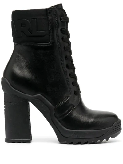 Karl Lagerfeld Voyage Ankle Lace Boots In Black