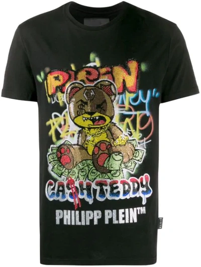 Philipp Plein Cash Teddy Print T-shirt In Black