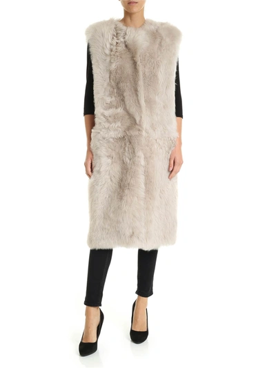 Desa 1972 Long Sleeveless Sheepskin In Beige