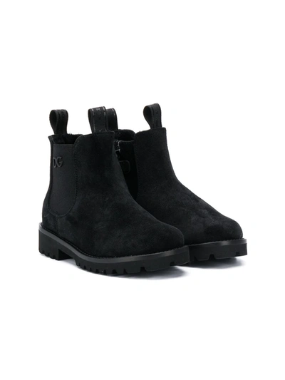 Dolce & Gabbana Kids' Beatle Boots In Black