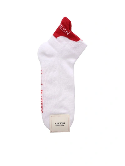 Alexander Mcqueen White And Red Socks With Logo