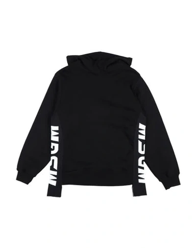 Msgm Kids' Black Sweatshirt With Branded Bands