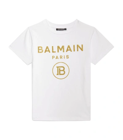 Balmain Logo Print Short Sleeve T-shirt In White