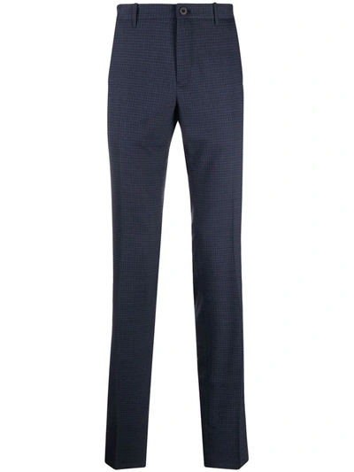 Incotex Slim Fit Trousers In Blue With Check Pattern