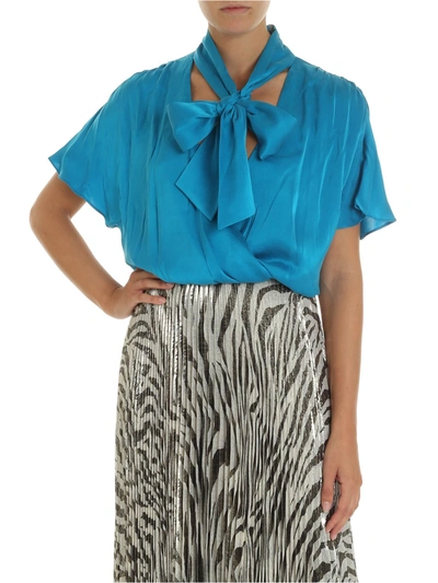 Alice And Olivia Alice + Olivia Turquoise Blouse With Bow