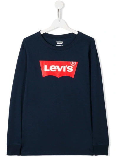 Levi's Teen Logo-patch Long-sleeve Top In 蓝色