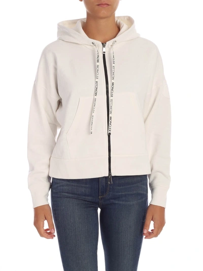 Moncler Sweatshirt In White With Branded Drawstrings