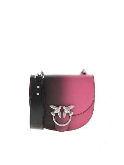 Pinko Round Love Shade Bag In Black And Pink In Fuchsia