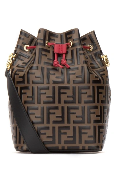 Fendi Zucca Mon Tresor Leather Bucket Bag In Brown