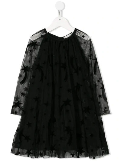 Stella Mccartney Kids' Stars Patches Shift Dress In Black