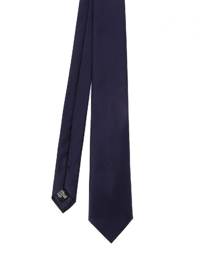 Emporio Armani Silk Satin Tie In Blue