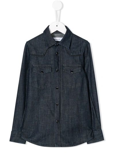 Dondup Kids' Fitted Denim Shirt In Blue