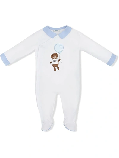 Fendi Babies' Teddy Bear Print Pyjamas In White